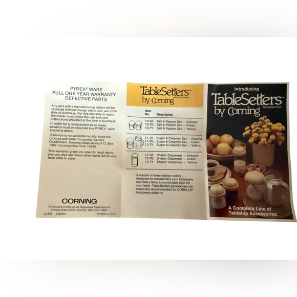 Vintage 1960s Pyrex Salt & Pepper Shakers – Green Tops – New in Box - Picture 7 of 14